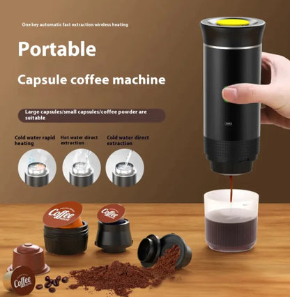 BrewGo Portable Capsule Coffee Maker - 15 Bar Electric Espresso Machine for Travel & Camping