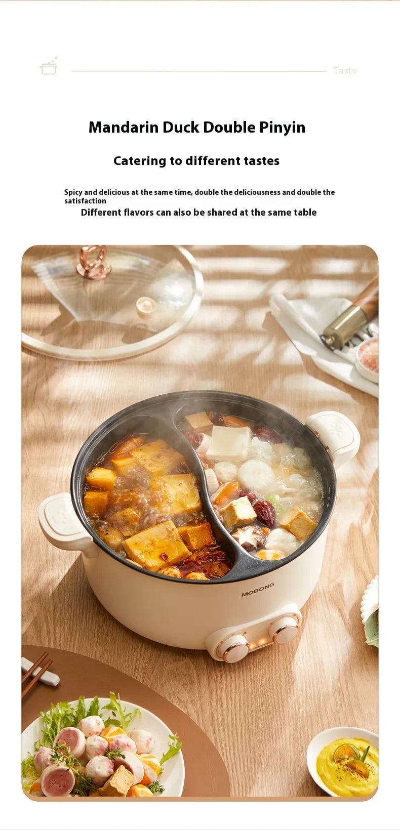 Modong Dual Broth Electric Hot Pot - 5L-8L Family Size - Authentic Chinese Sichuan Hot Pot