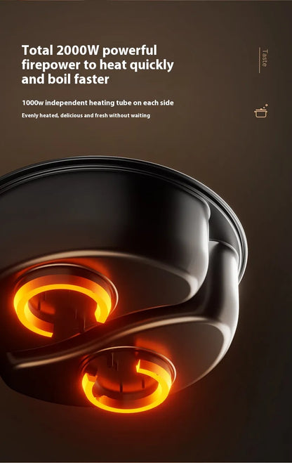 Modong Dual Broth Electric Hot Pot - 5L-8L Family Size - Authentic Chinese Sichuan Hot Pot