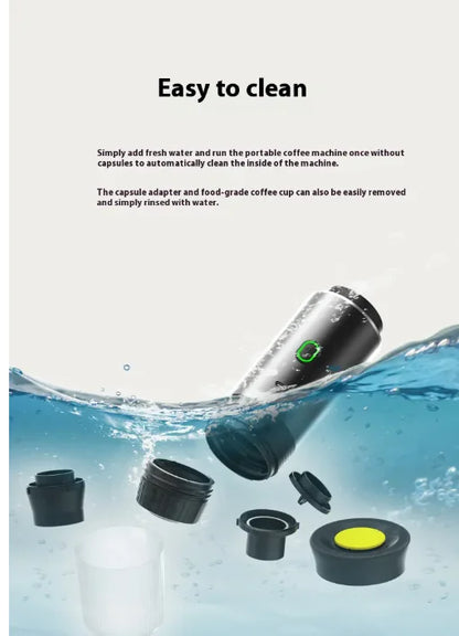 BrewGo Portable Capsule Coffee Maker - 15 Bar Electric Espresso Machine for Travel & Camping