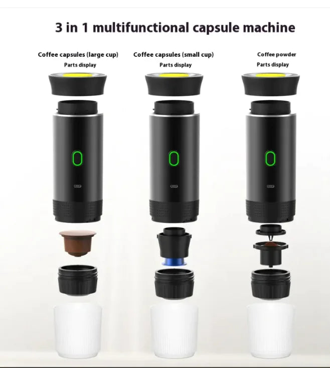 BrewGo Portable Capsule Coffee Maker - 15 Bar Electric Espresso Machine for Travel & Camping