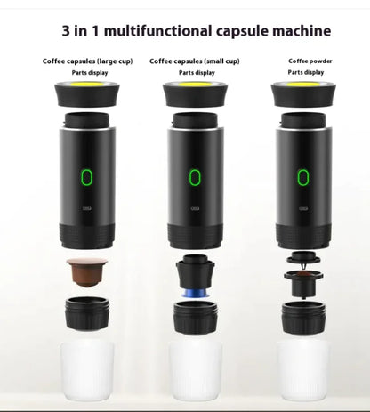 BrewGo Portable Capsule Coffee Maker - 15 Bar Electric Espresso Machine for Travel & Camping