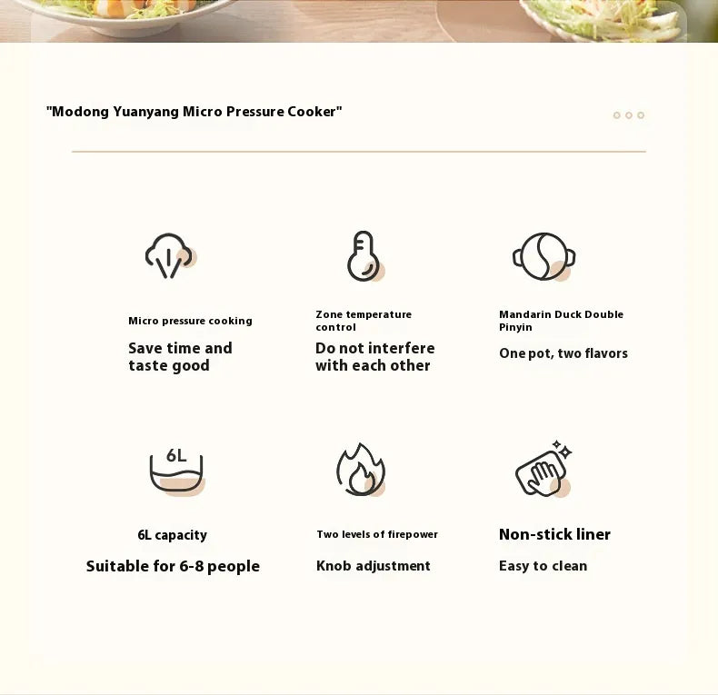 Modong Dual Broth Electric Hot Pot - 5L-8L Family Size - Authentic Chinese Sichuan Hot Pot